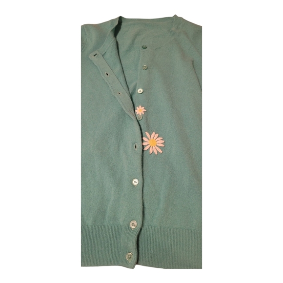 RENEWEST Gorgeous Teal Lightweight Soft Cashmere Cardigan Womens SZ SM/MED - Picture 2 of 8